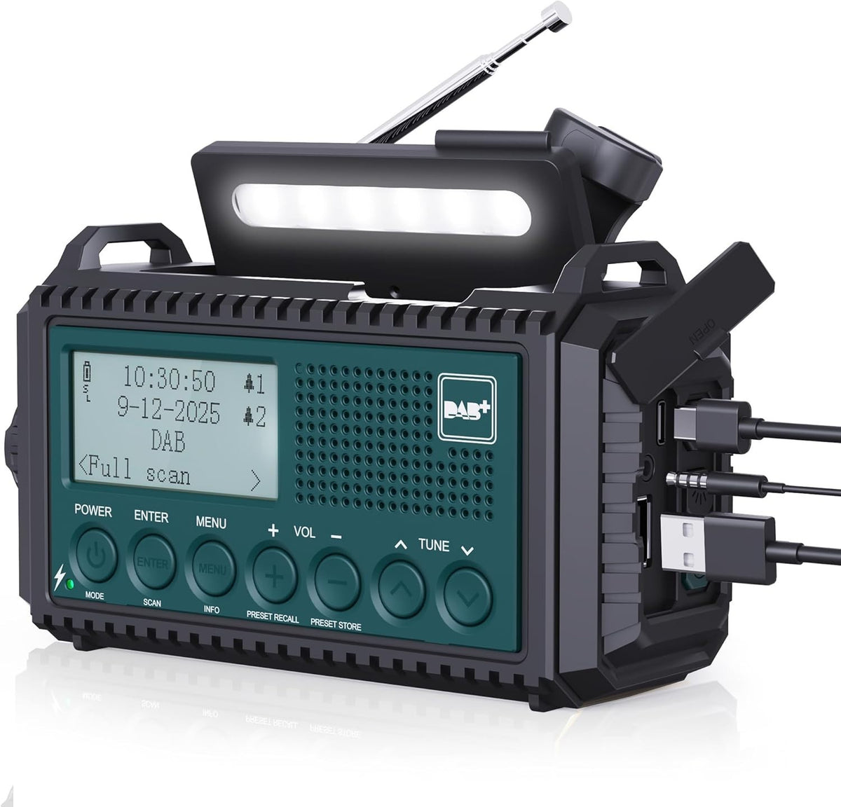 Wind Up Solar Radio DAB/FM 5000mAh Power Bank Flashlight SOS