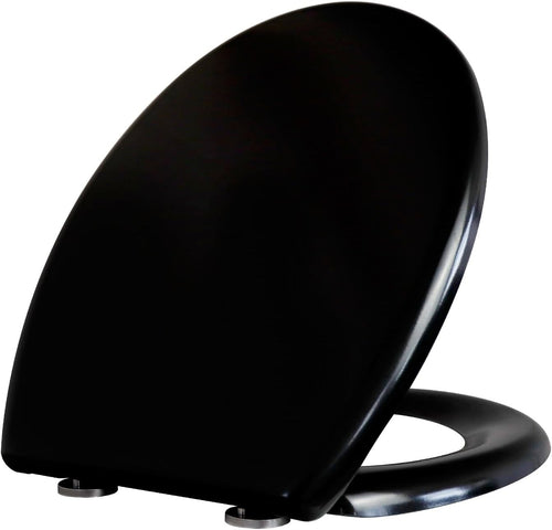 Black Duroplast Toilet Seat Soft Close Quick Release Top Fix 45x37cm
