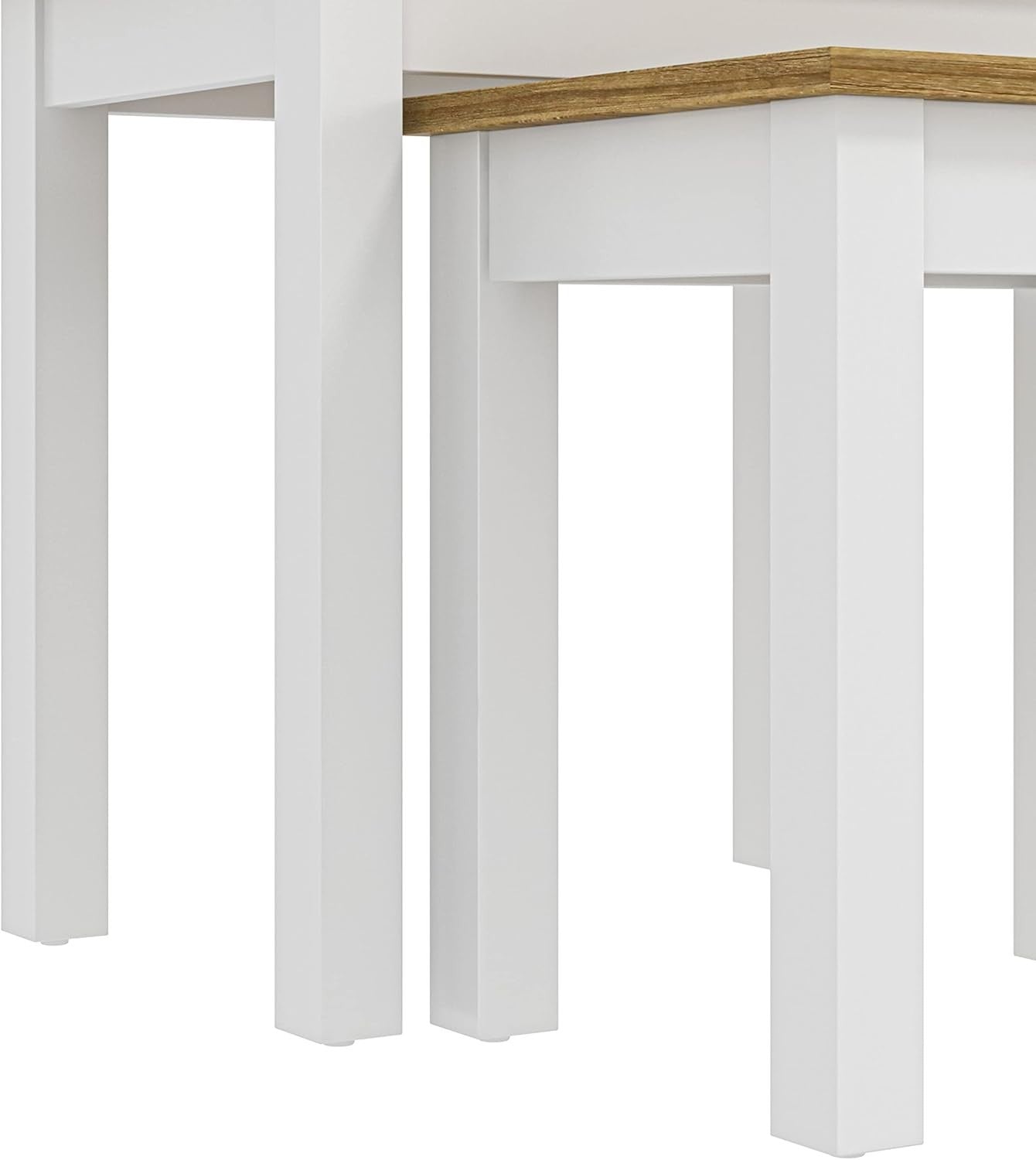 Space Saver Nesting Coffee Table Set White Wood Rectangular Storage