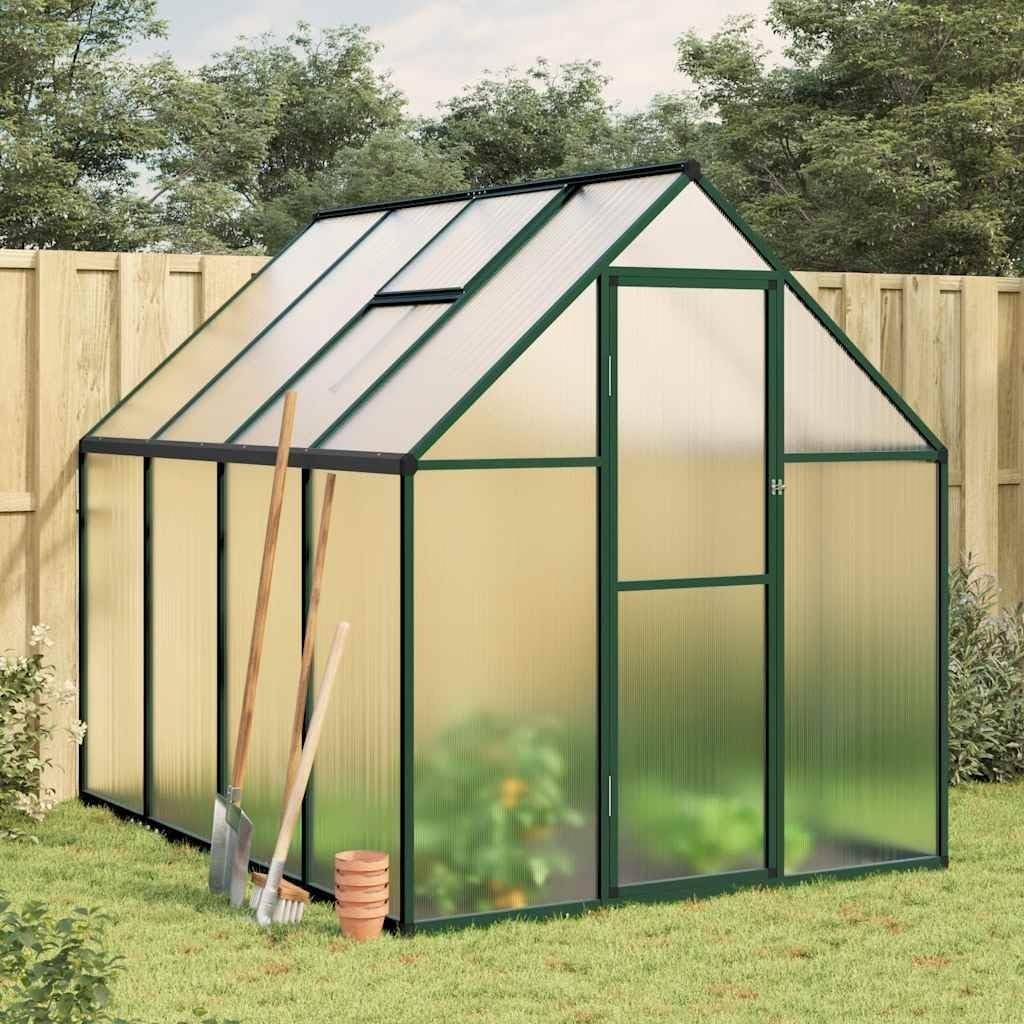 Large Walk-In Greenhouse with Base Frame Aluminium & Polycarbonate 224x169x195cm