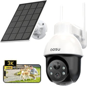 3K 5MP Solar Security Camera Wireless Outdoor 360° PTZ Auto Tracking