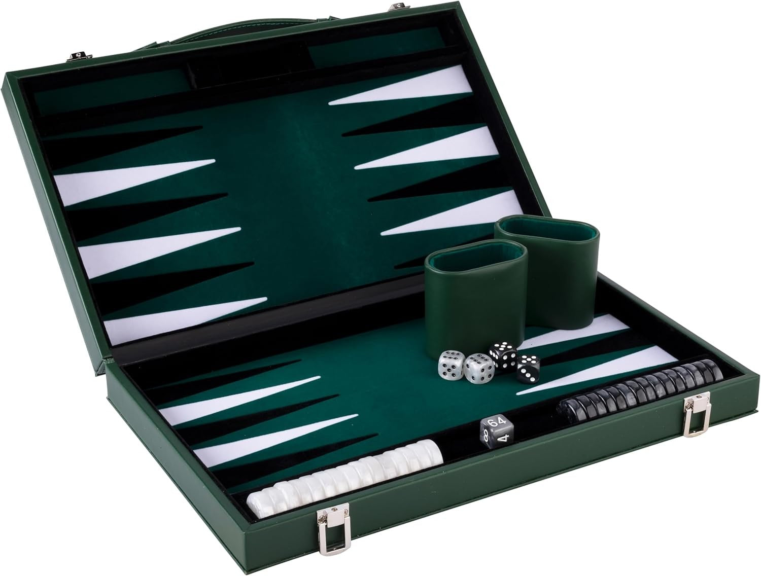 Deluxe Backgammon Set 15” Folding Board Felt Lined Luxury Strategy Game