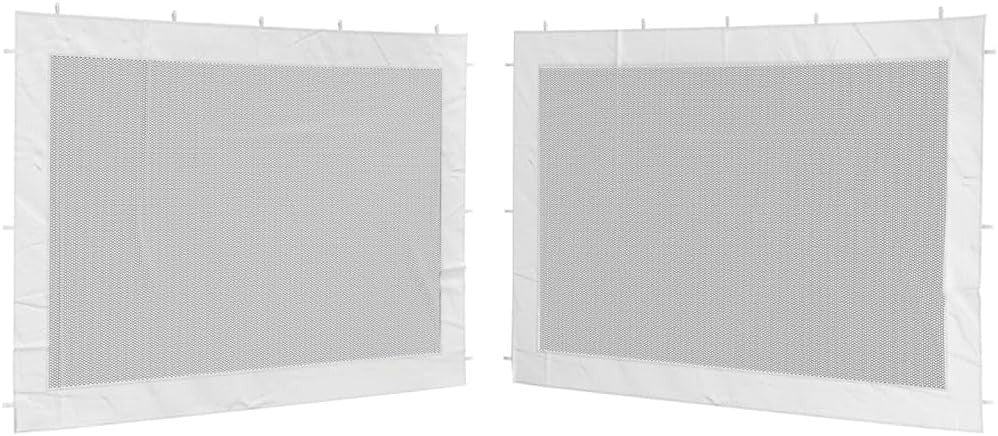 Party Tent Sidewalls 2pcs White & Black Mesh Gazebo Canopy Panels 300x195cm