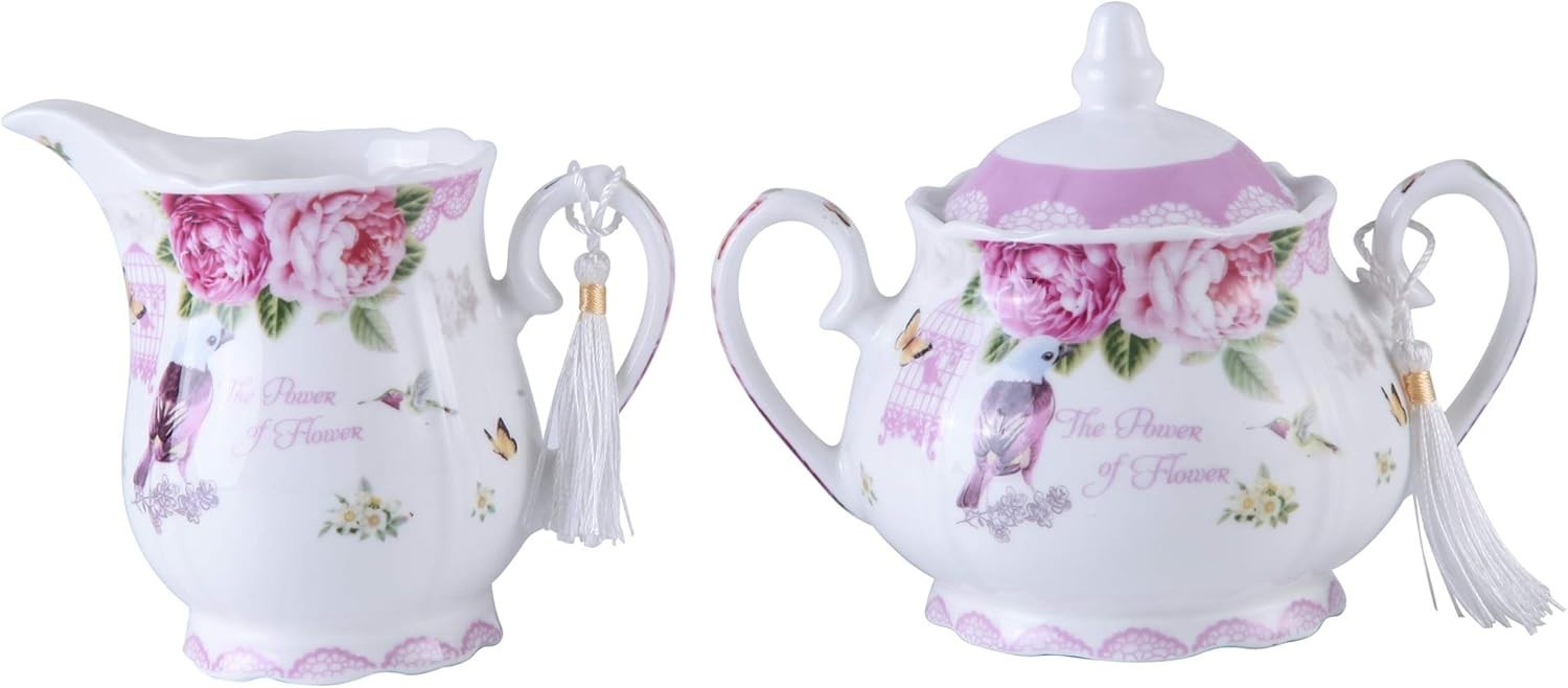 Vintage Floral Porcelain Tea Set Teapot Sugar Bowl Milk Jug Gift
