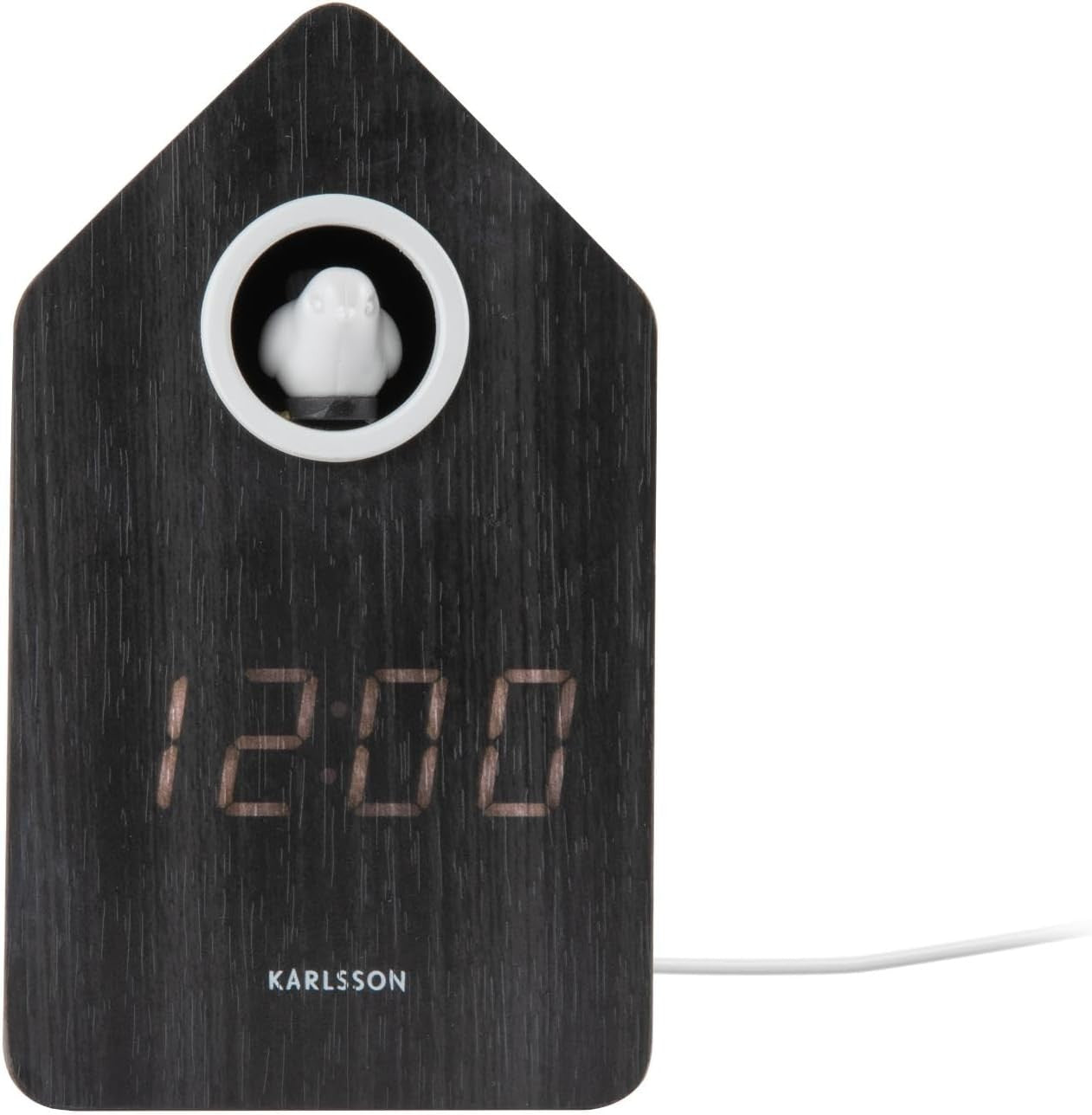 Modern Cuckoo Alarm Clock LED Digital Wooden Bedside Table Clock
