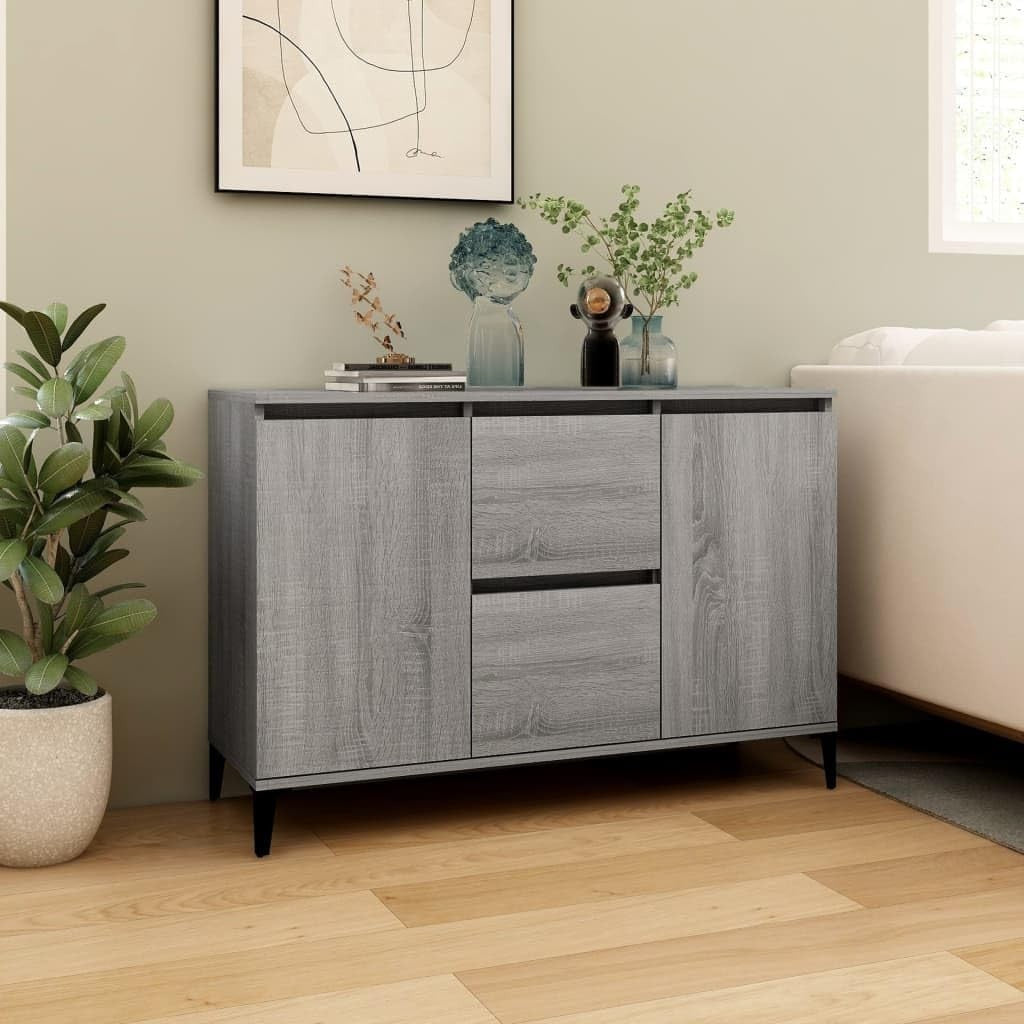 Grey Sonoma Sideboard Cabinet with Drawers – Modern Storage for Living Room