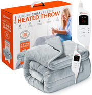 Electric Heated Throw Blanket XL 200x130cm Fleece 9 Heat Timer Auto Off