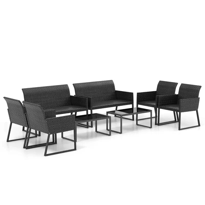 4-Piece Rattan Garden Furniture Set Outdoor Weatherproof Sofa Chairs Table