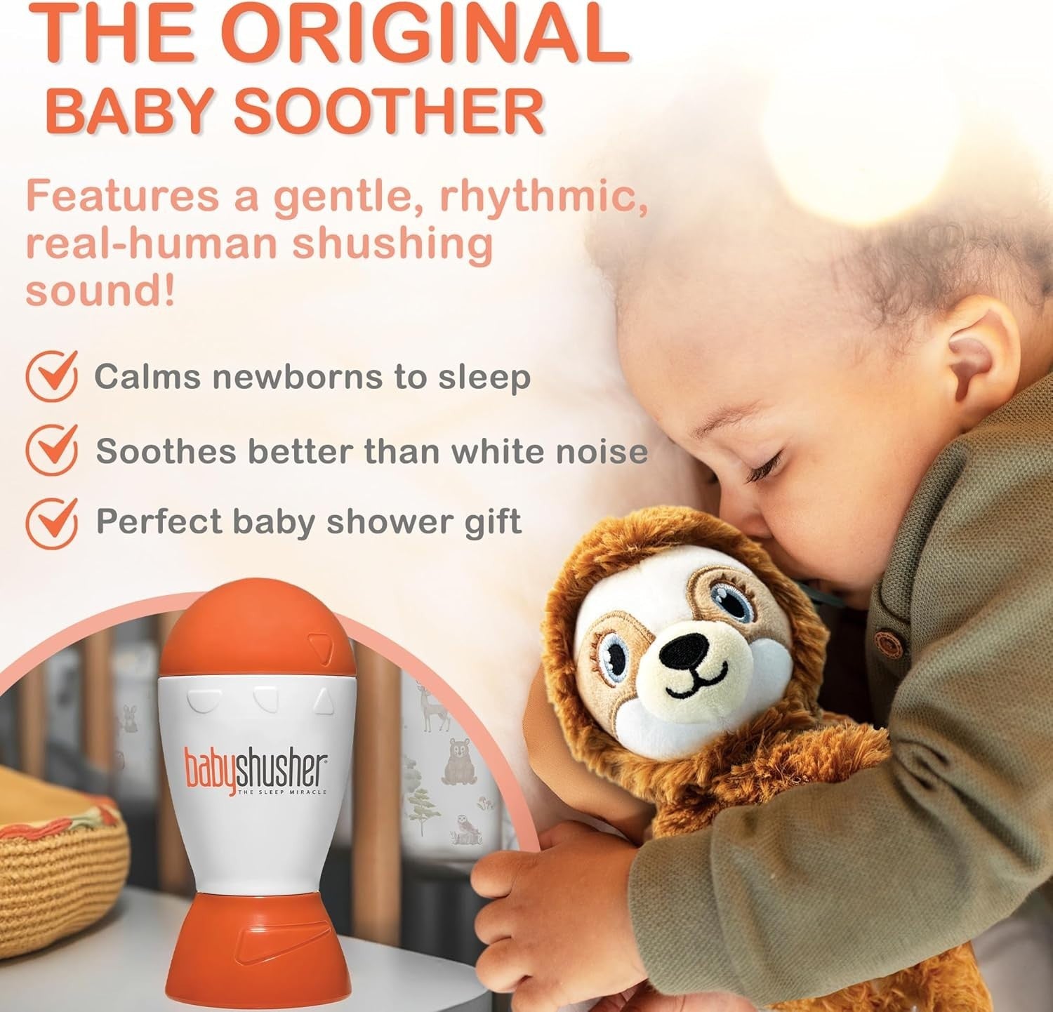 Baby Shushing Sound Machine Portable Newborn Sleep Soother Timer
