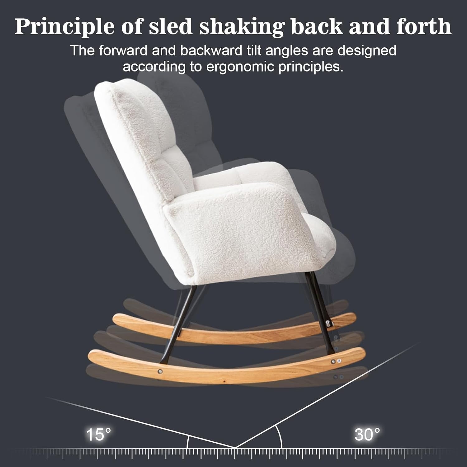 Beige Rocking Chair Soft Lounge Armchair 450lbs Support, Comfy & Sturdy
