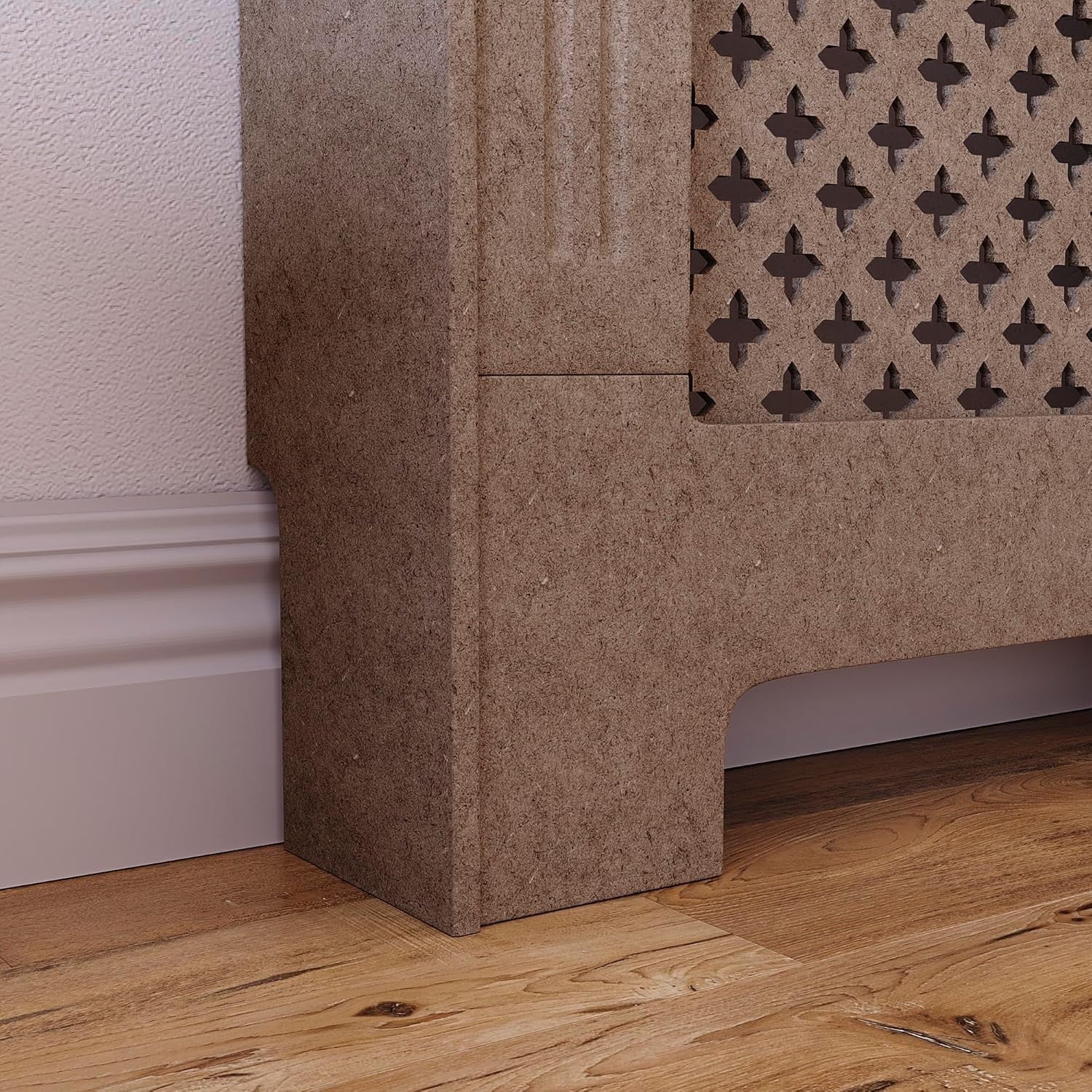 Small Radiator Cover | Unfinished MDF Cross Pattern Cabinet