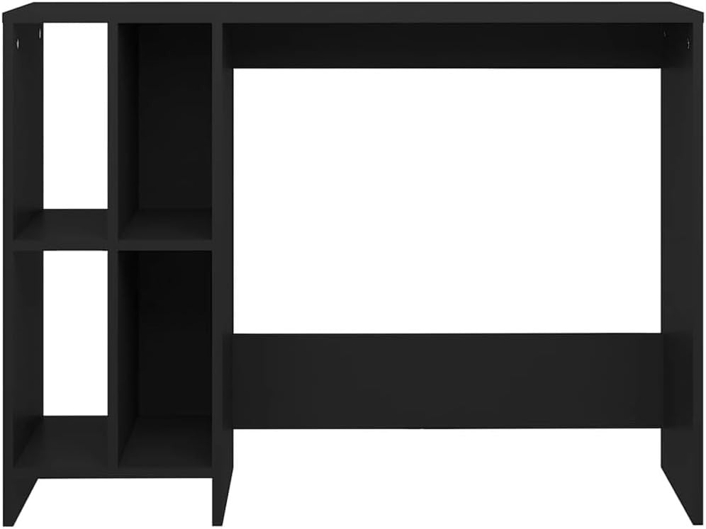 Compact Black Computer Desk with Shelves 102x35x75cm Modern Home Workstation