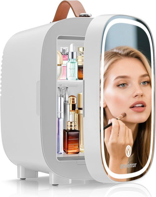 Portable 4L Mini Fridge Cooler Warmer with LED Mirror White
