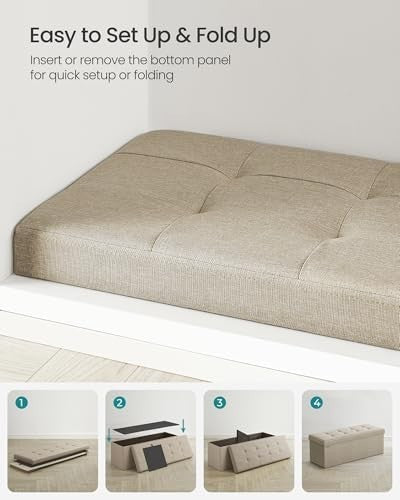 Camel Brown Storage Ottoman Bench 110cm Folding Seat Footstool End-of-Bed
