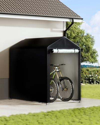 Bike Storage Shed 4x6ft Waterproof Outdoor Tent Garage Motorbike Shelter Black
