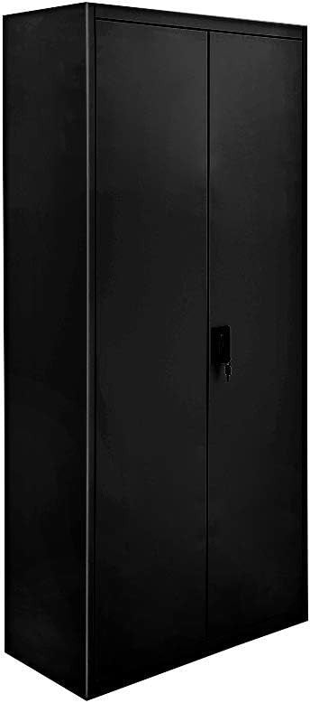 Tall Metal Locking Office Storage Cabinet 5 Tier Black Filing Cupboard 185cm