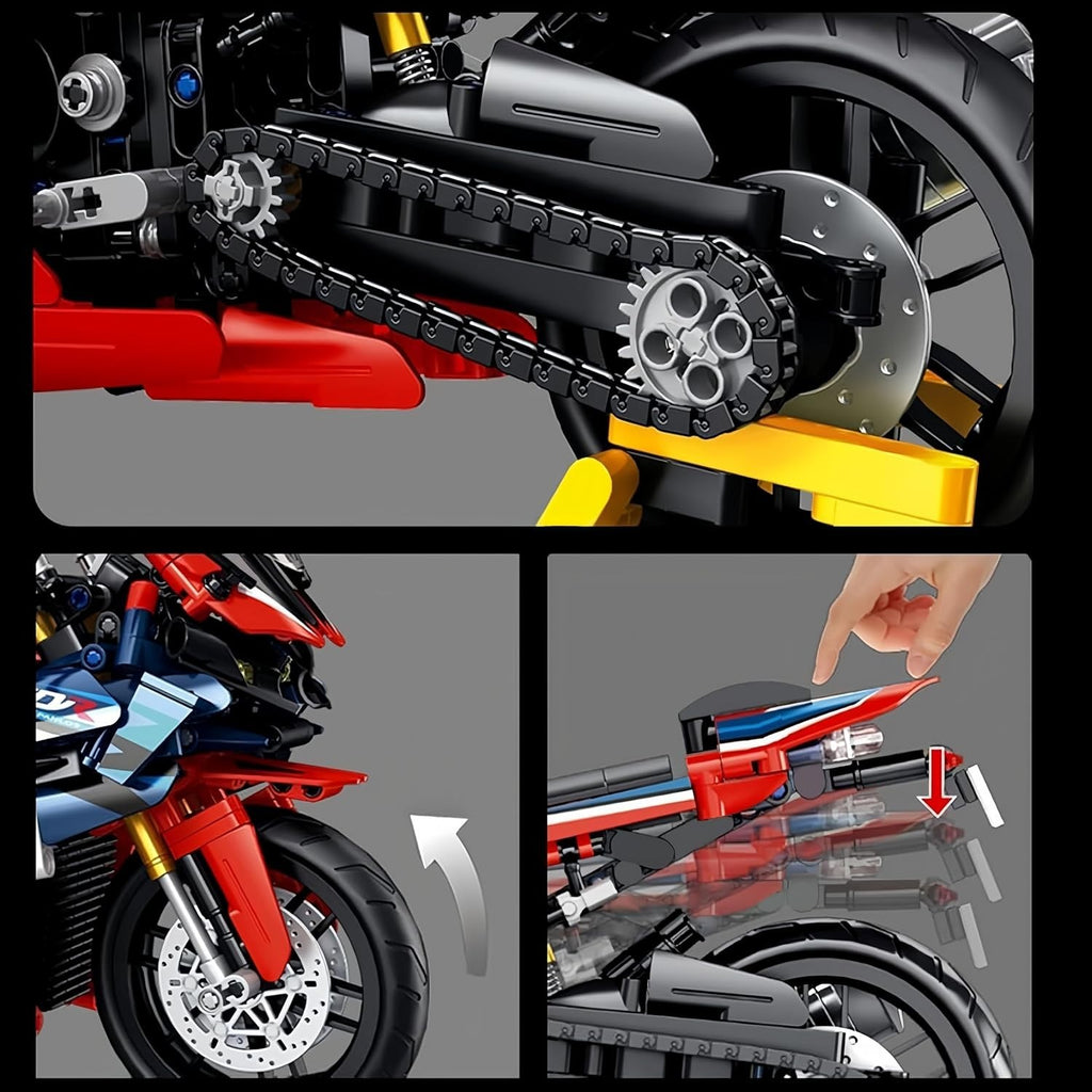 1017-Piece Motorcycle Building Kit with Realistic Details & Durable ABS