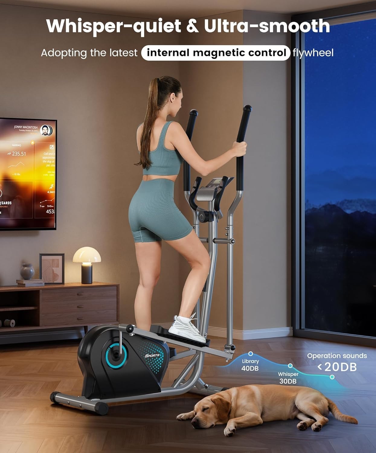 2-in-1 Elliptical Cross Trainer Home Gym Machine 16-Level Resistance