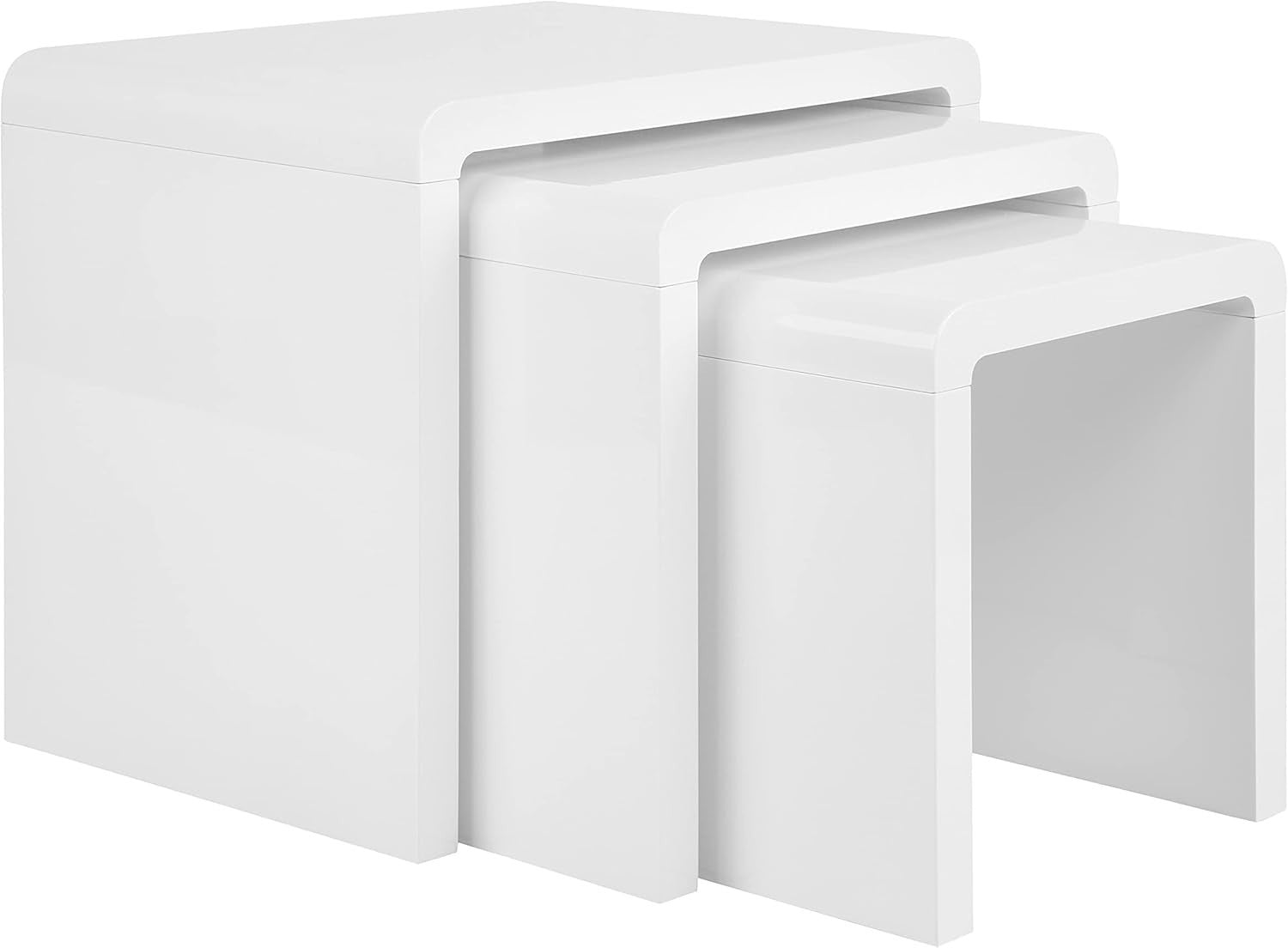 White High Gloss Coffee Table Set of 3 Nesting Living Room Side End Tables