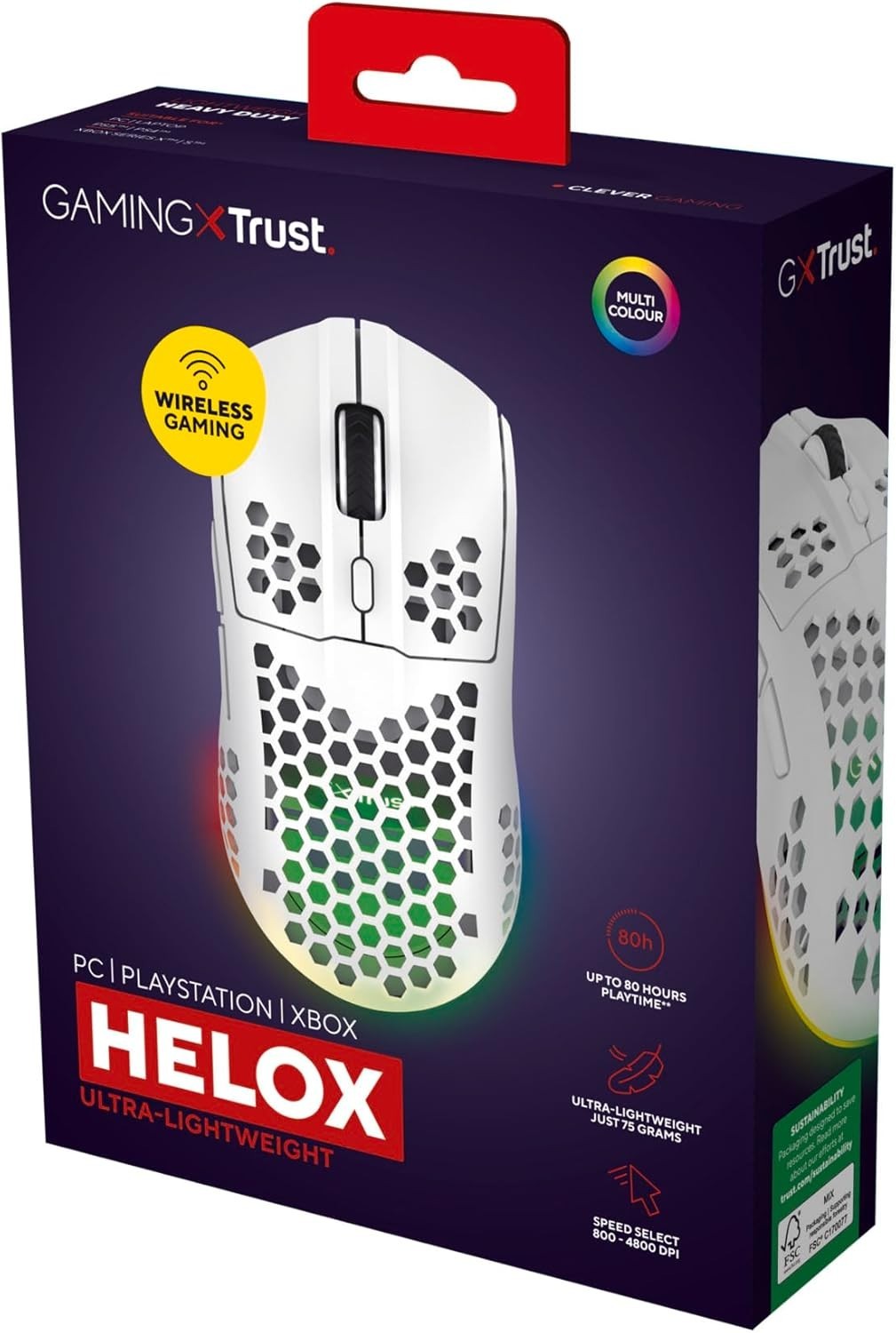 Ultralight Wireless Gaming Mouse 75g 80H RGB 4800 DPI White