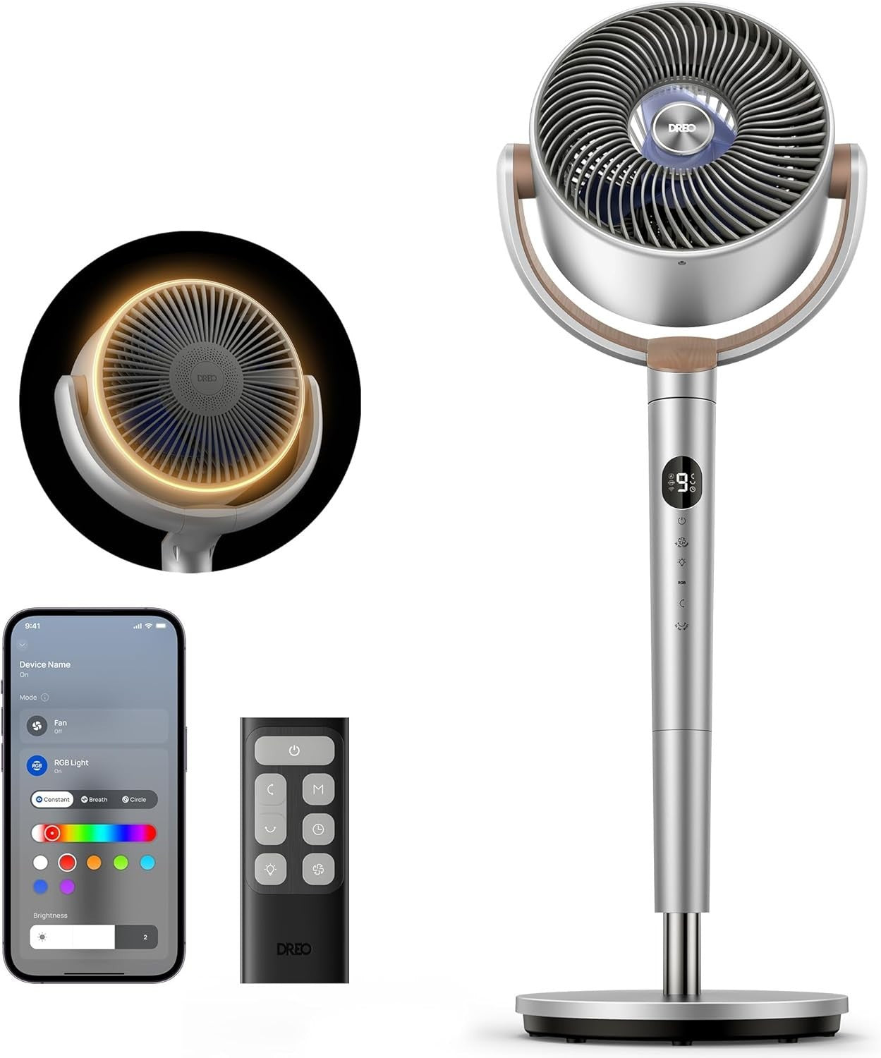40" Smart Standing Fan Quiet 9-Speed WiFi Voice Control 12H Timer Oscillating
