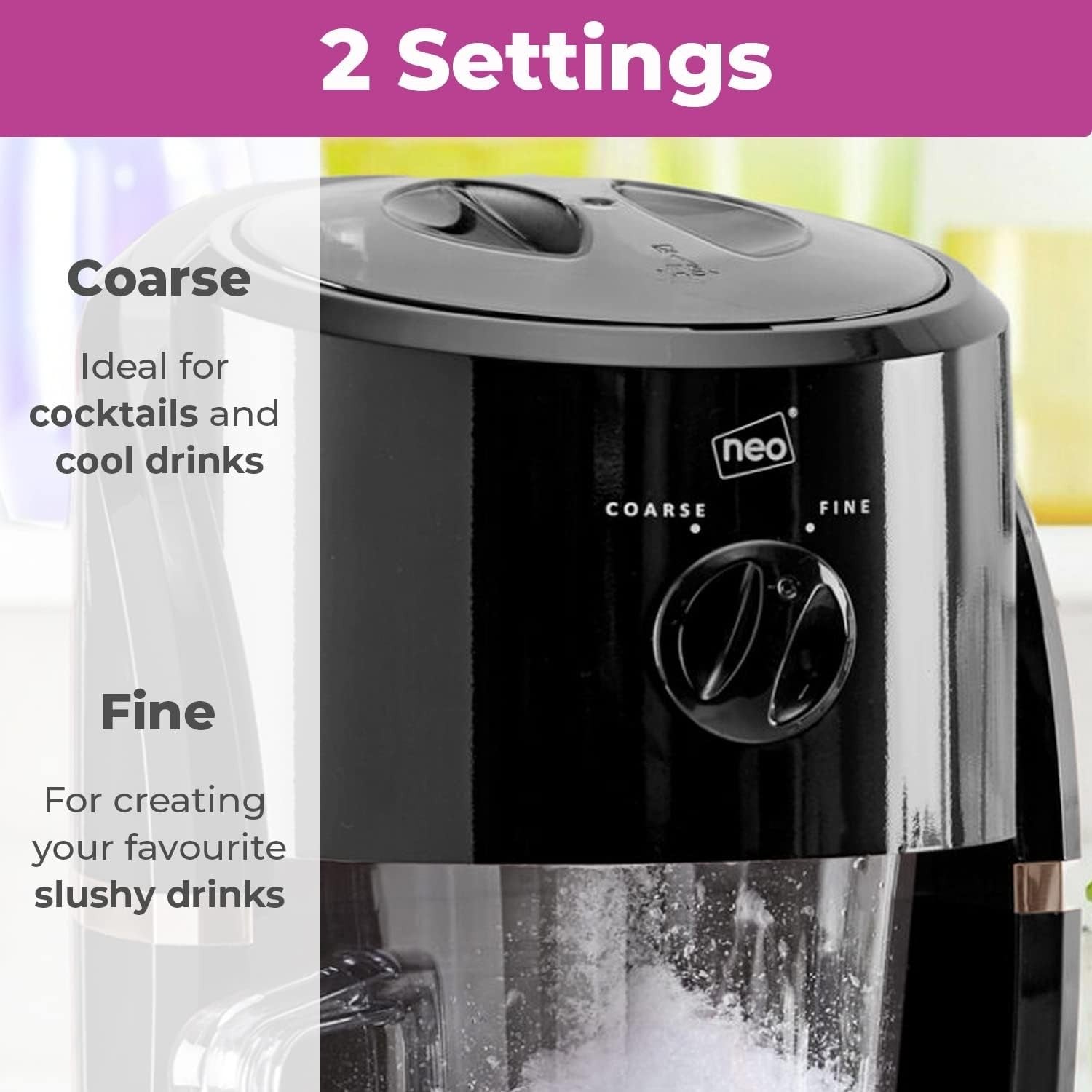 Electric Ice Crusher Slush Maker 1L Jug Fine & Coarse Shaved Ice