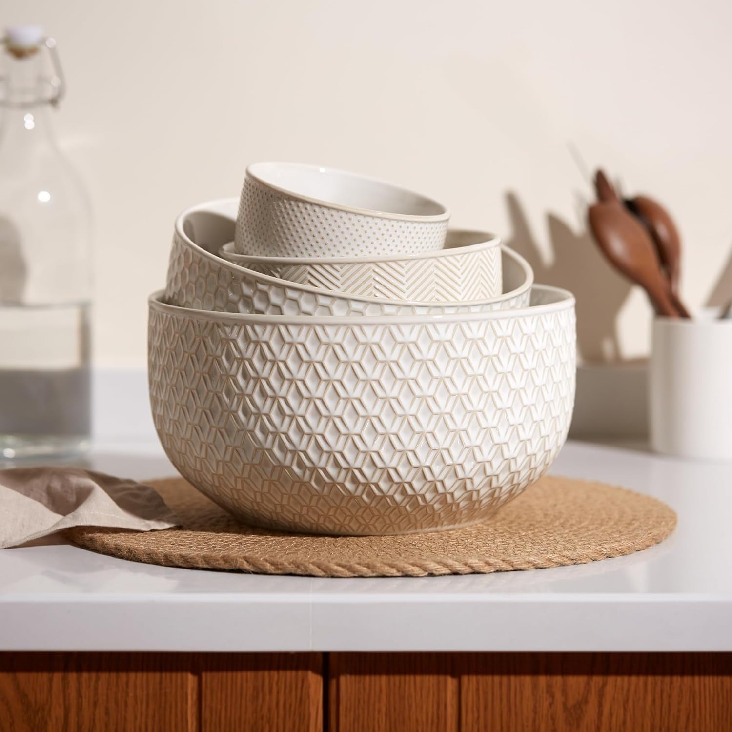 Nesting Ceramic Bowls Set of 4 20-145oz Microwave Safe