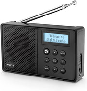 Portable DAB+ FM Radio Bluetooth USB LED Alarm Clock Rechargeable