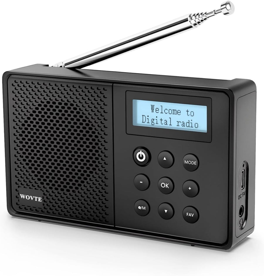 Portable DAB+ FM Radio Bluetooth USB LED Alarm Clock Rechargeable