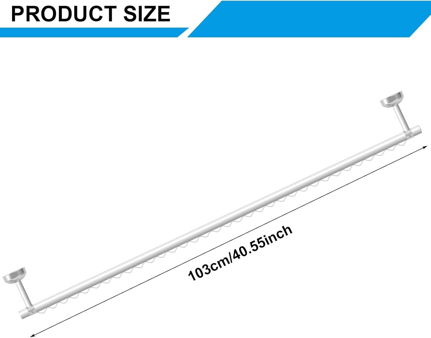 Wall Mounted Closet Rail White Hanging Clothes Rod