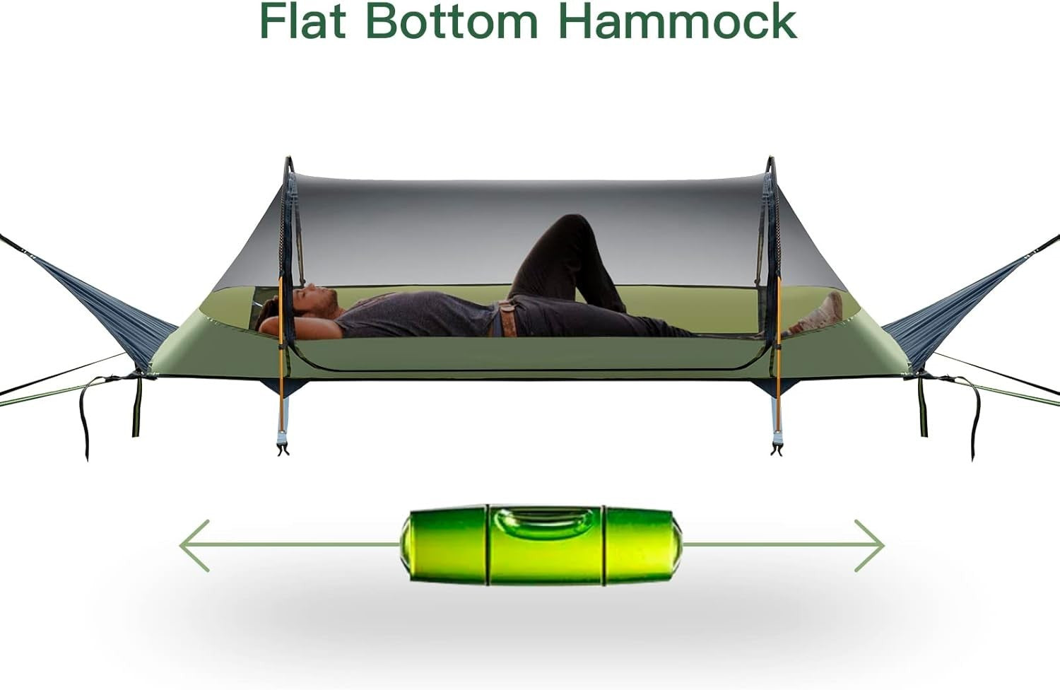 Camping Hammock Tent with Mosquito Net & Rainfly – Flat Lay Waterproof, 1 Person