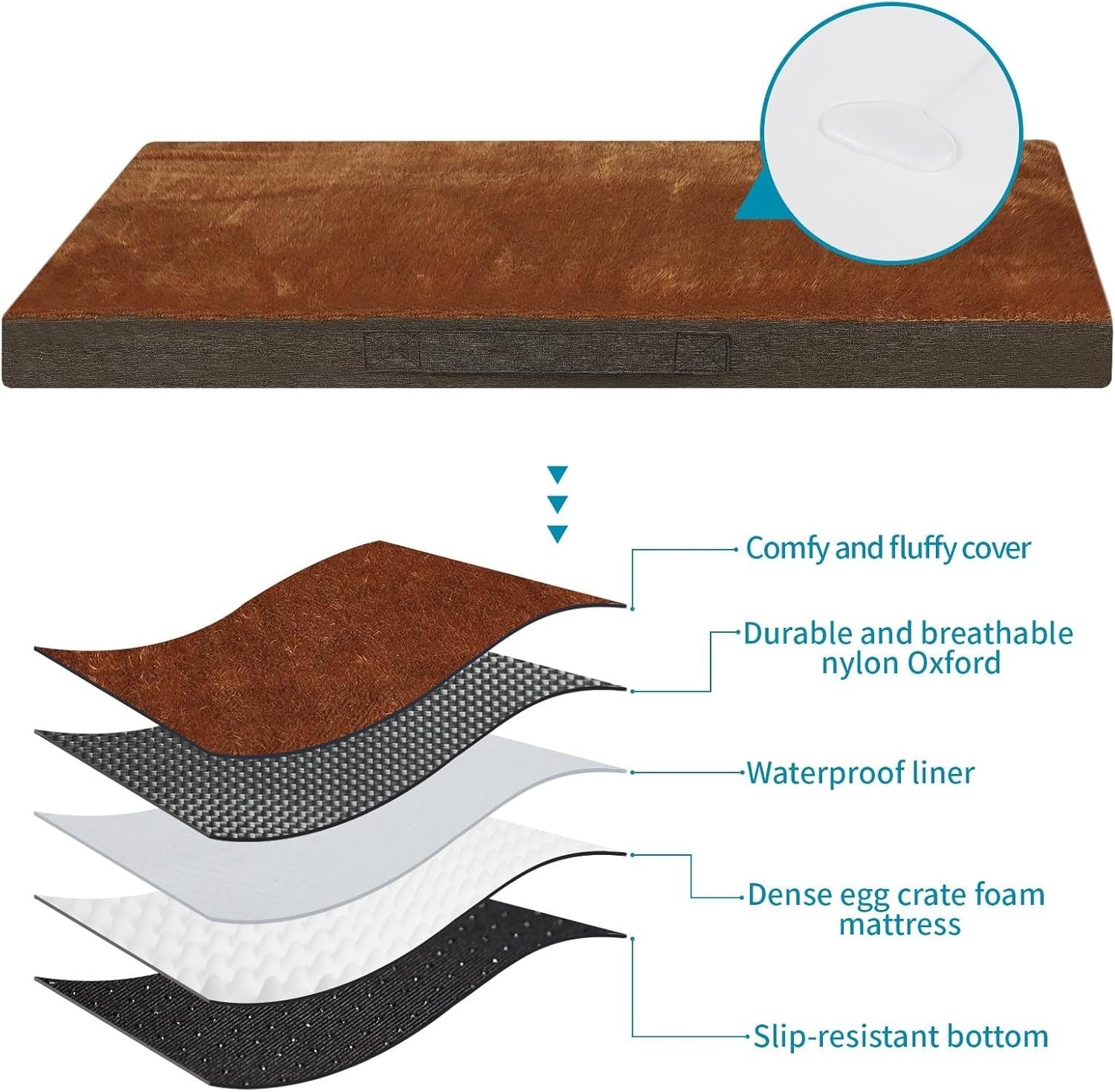XL Waterproof Orthopedic Dog Bed 120x75x7.5cm Washable Brown