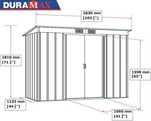 Metal Garden Storage Shed 8x4ft Pent Roof Waterproof Outdoor Tool Shed Green