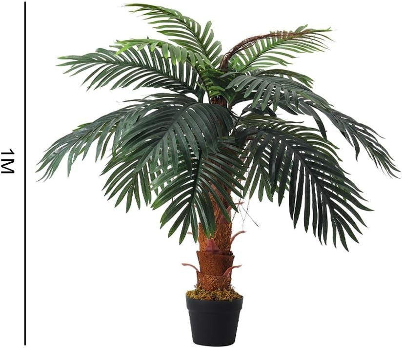 Artificial 100cm Palm Tree in Weighted Pot Fake Tropical Plant Indoor Outdoor