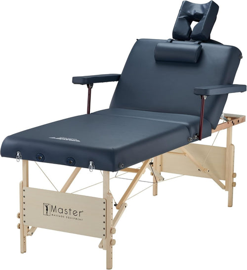 78cm 3-Section Portable Massage Table | Coronado Salon Spa Bed w/ 7cm Foam Blue