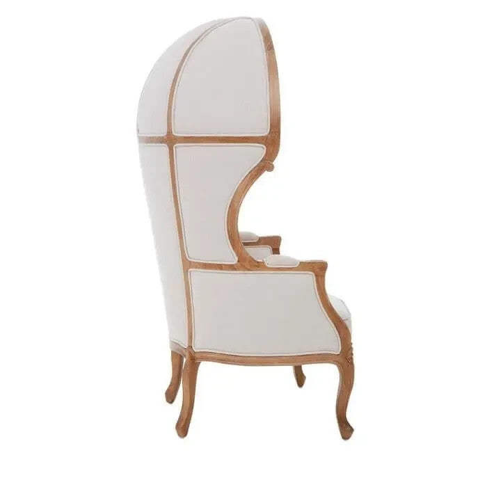 Luxury Cream Dome Accent Chair High Back Throne Style Wood Frame