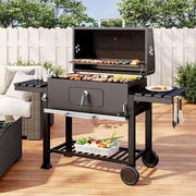 XXXL Charcoal BBQ Smoker Grill with 2 Folding Tables, Thermometer