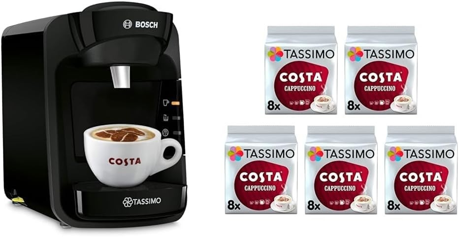 Capsule Coffee Machine with 40-Drink Starter Bundle Auto Clean Compact 0.8L
