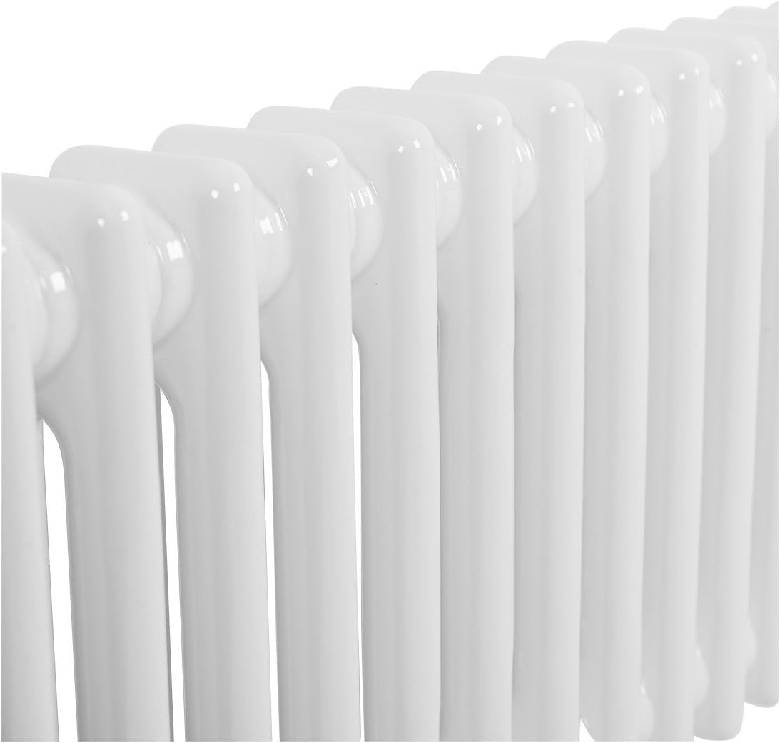 Double Column Horizontal Radiator 300x1460mm White Cast Iron Style