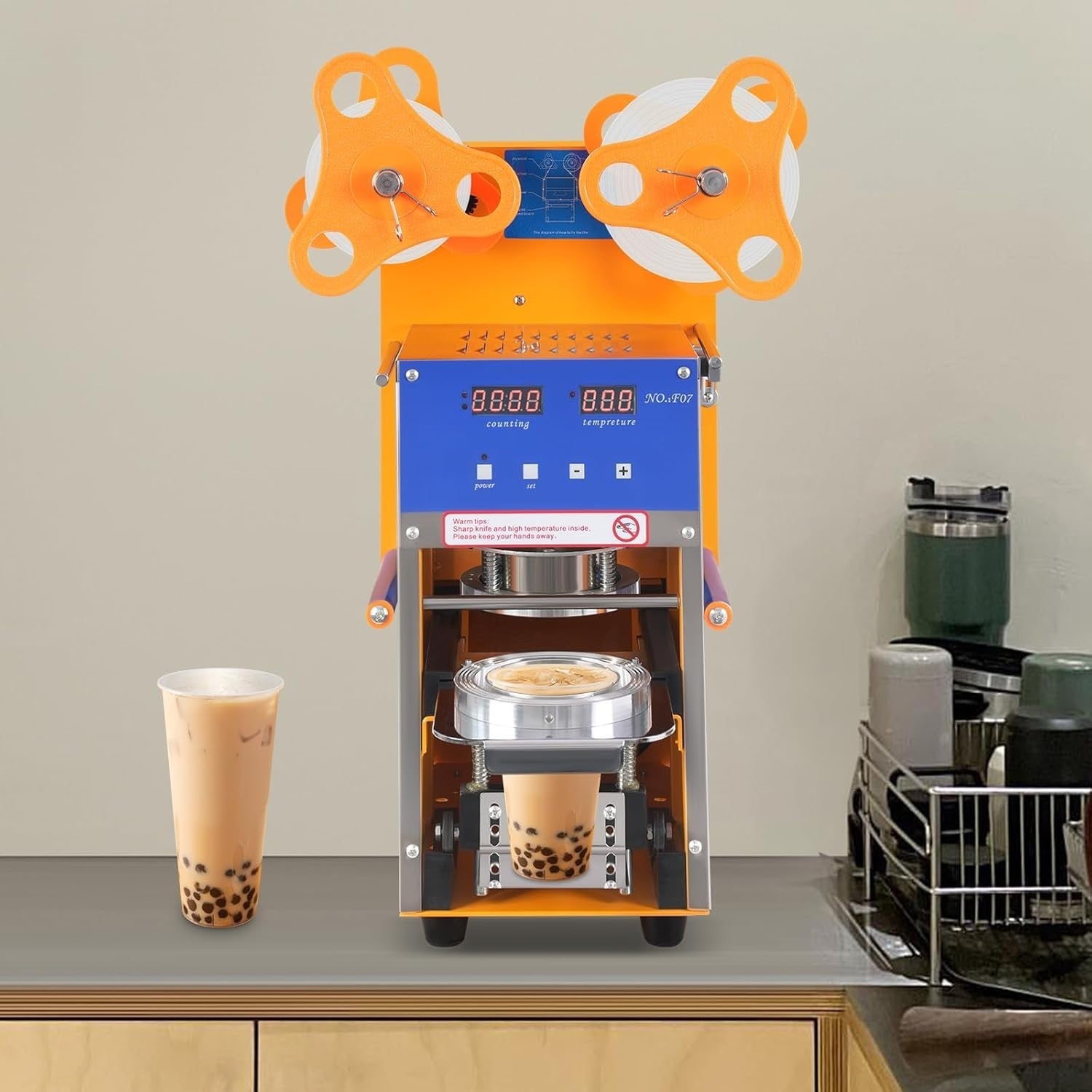 400W Automatic Cup Sealing Machine 90–600 Cups/H Bubble Tea Coffee