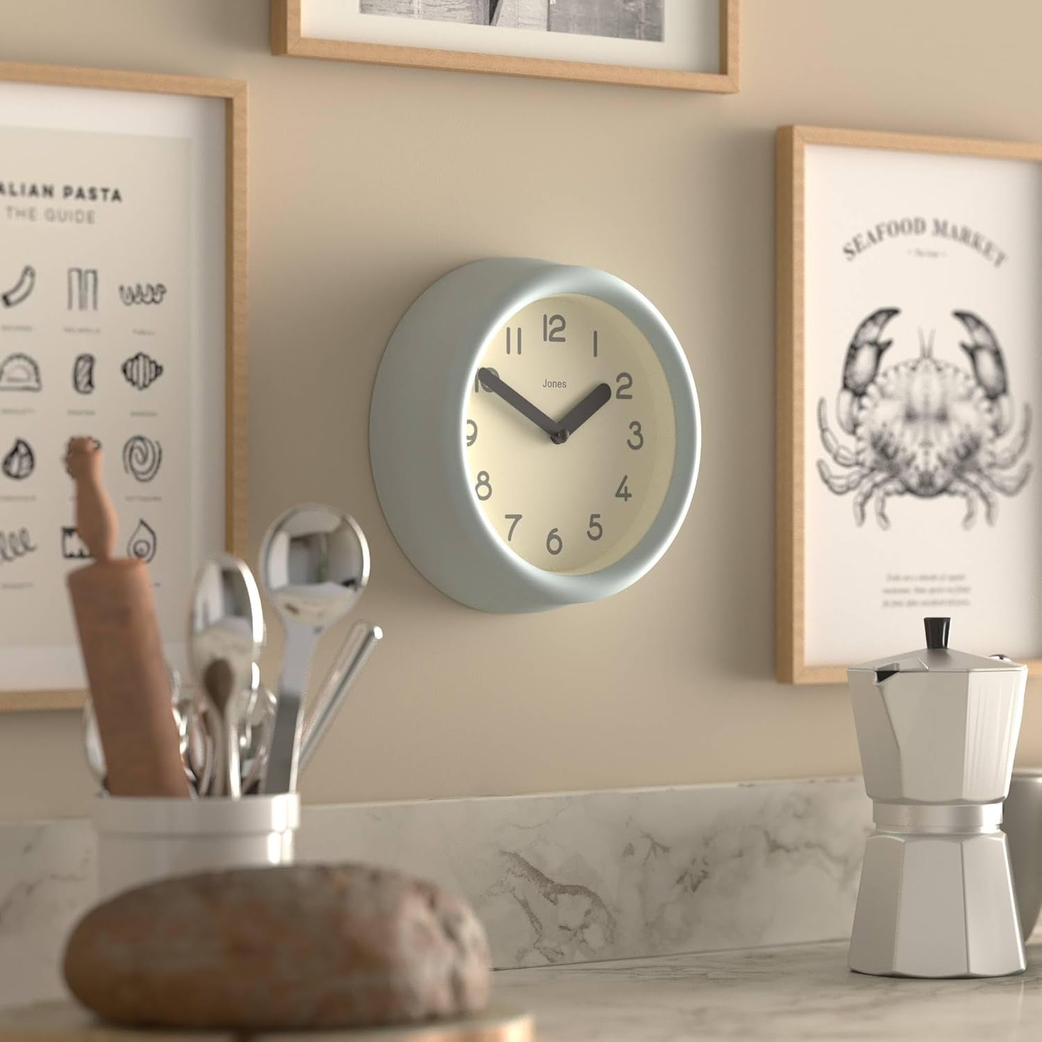 Small Blue Wall Clock 22cm Modern Silent Quartz Round Minimalist Home Decor