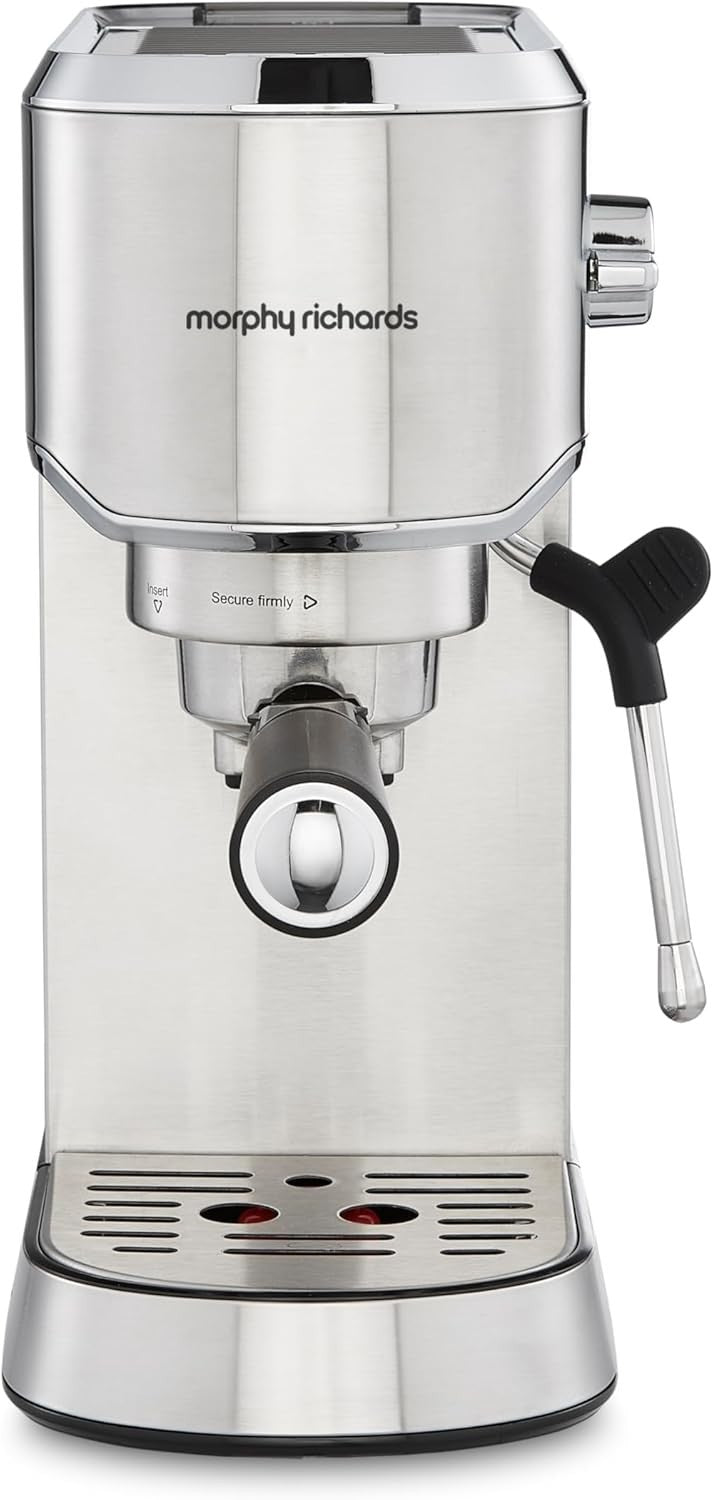 15 Bar Espresso Coffee Machine with Steam Wand | Compact Stainless Steel Maker