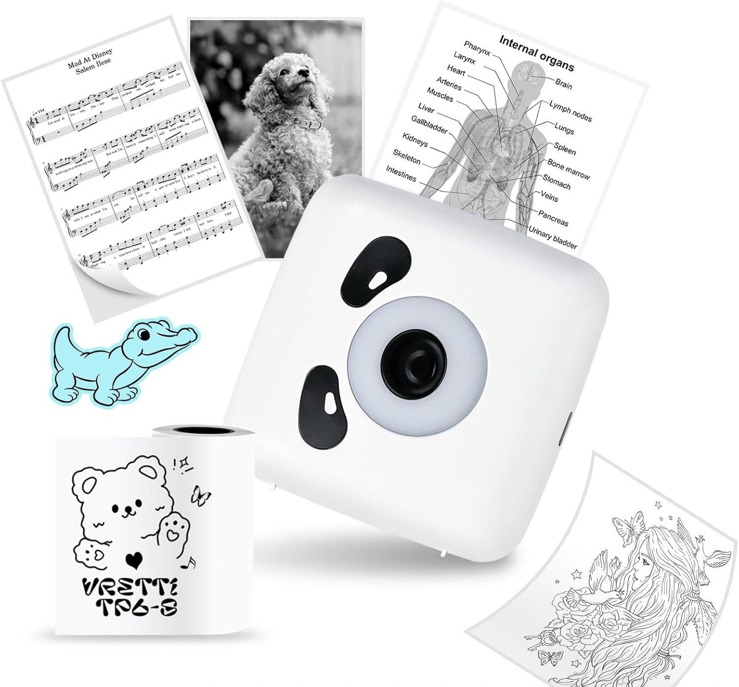 Mini Pocket Thermal Printer Bluetooth Portable Photo Maker White Black