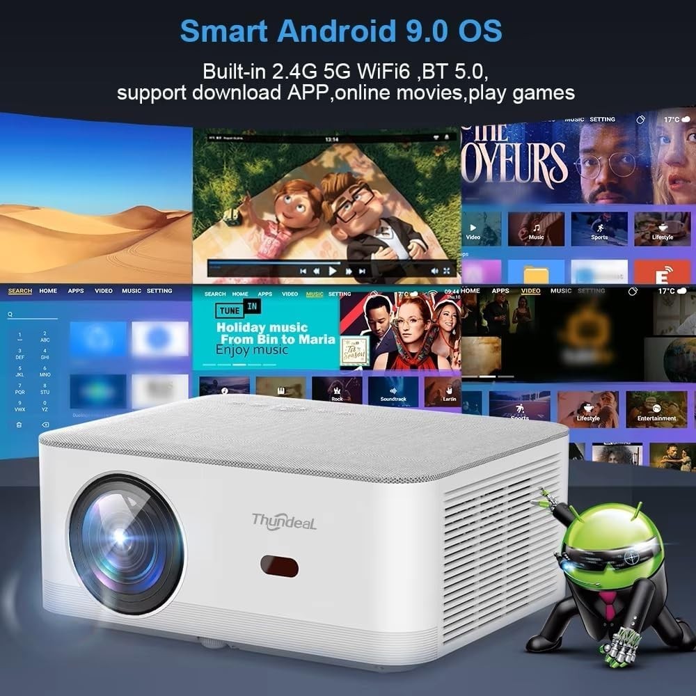 1080P Android Projector WiFi 5G 4K Support 3D Bluetooth