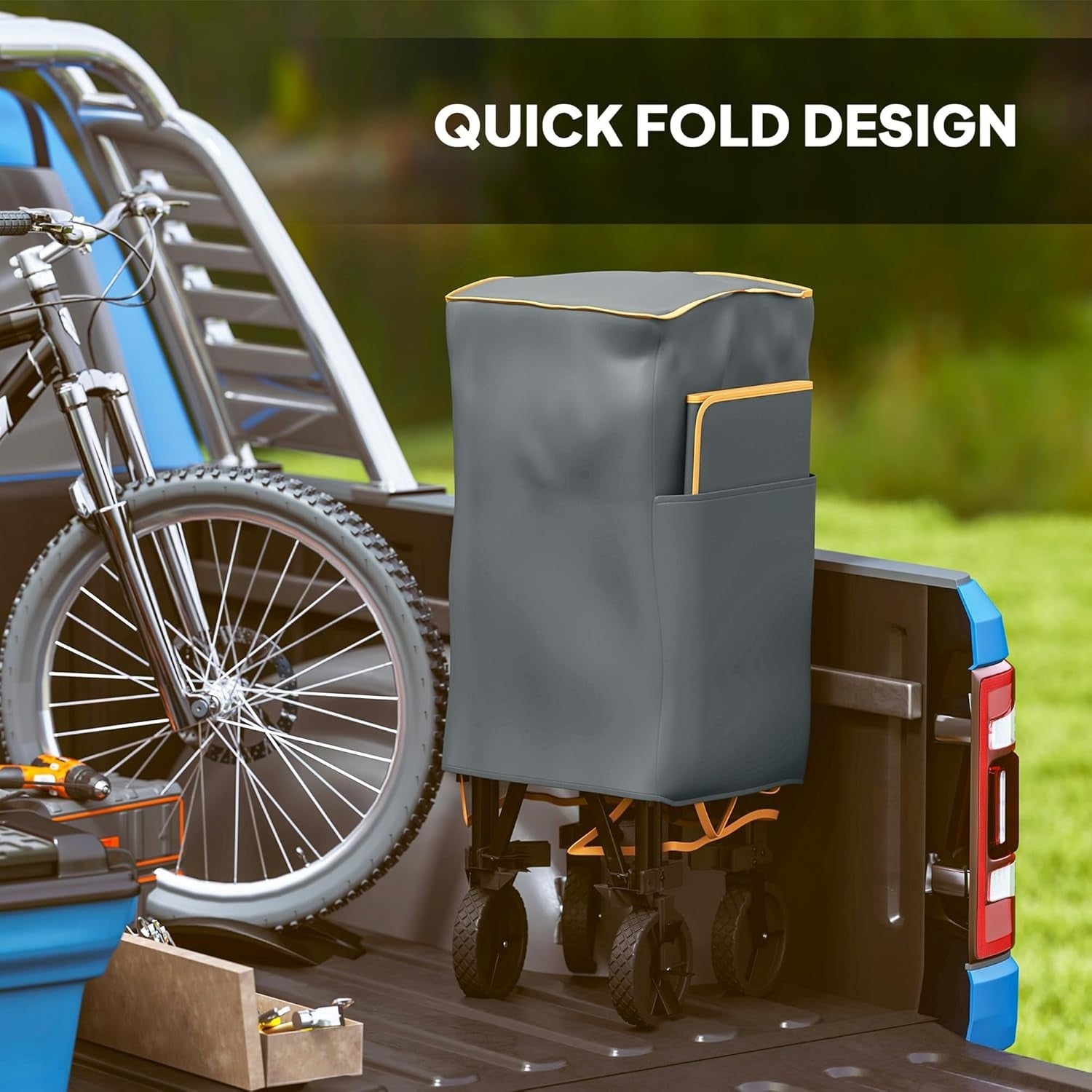 Grey Double Decker Folding Festival Trolley 200kg Heavy Duty 350L Camping Wagon