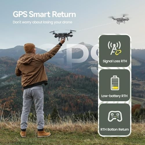 2K HD GPS Drone w/ Camera Auto Return Follow Me 26Min Flight Beginner FPV