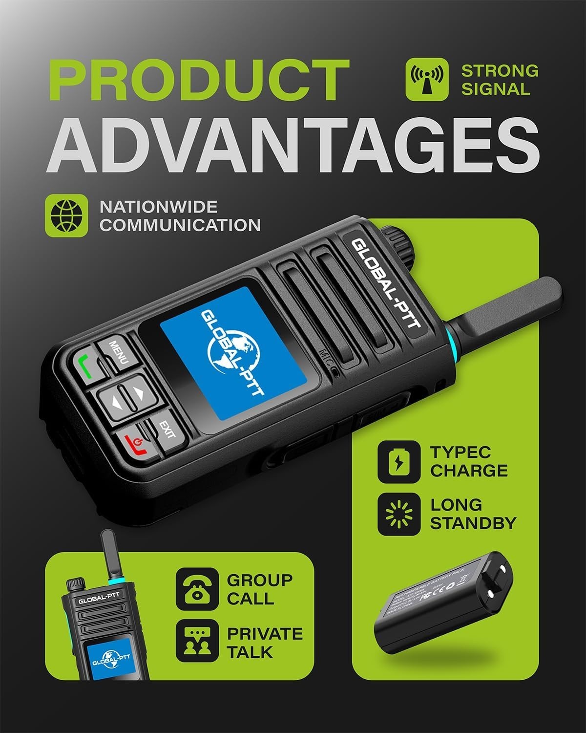 4G LTE Walkie Talkies 2 Pack Unlimited Range PoC Radio Free SIM