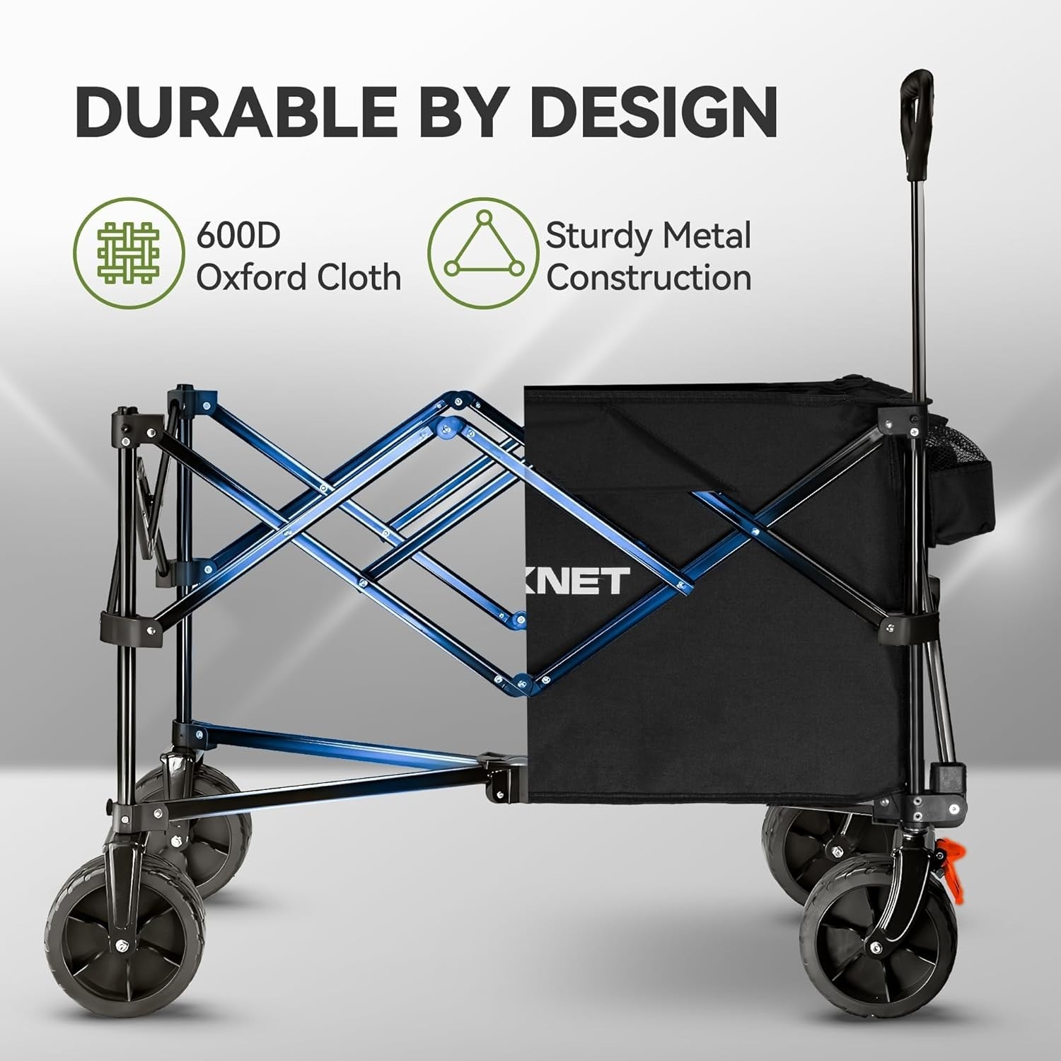 180L Folding Wagon Cart 150kg Heavy Duty w/ Brakes All Terrain Wheels