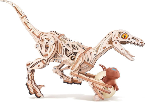 3D Wooden Dinosaur Puzzle Kit Adult STEM Toy | Mechanical Raptor Walks