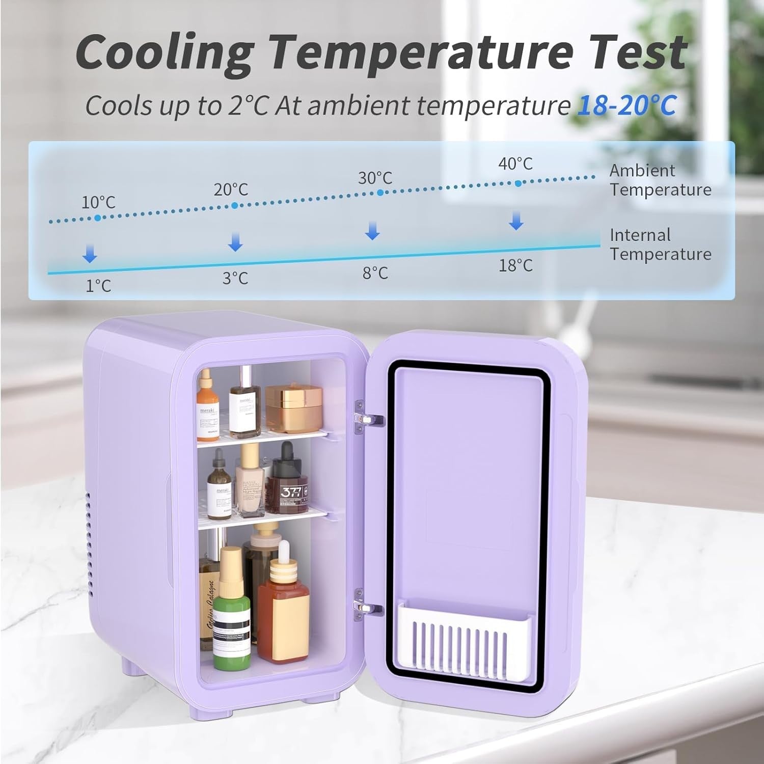 6L Mini Fridge Portable AC/DC Cooler Warmer Bedroom Skincare Purple